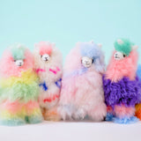 Soft alpaca fur Llamacorn Zesty Twist plush toy by Blossom Inspirations, featuring colorful yarn and whimsical llama unicorn design.