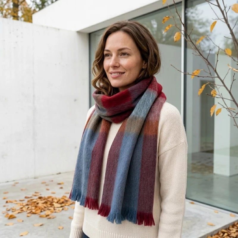 Alpaca Plaid Scarf Caramel Apple