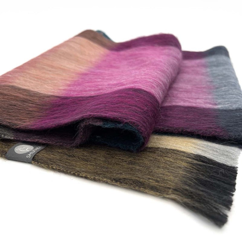 Alpaca Plaid Scarf Rainbow 1