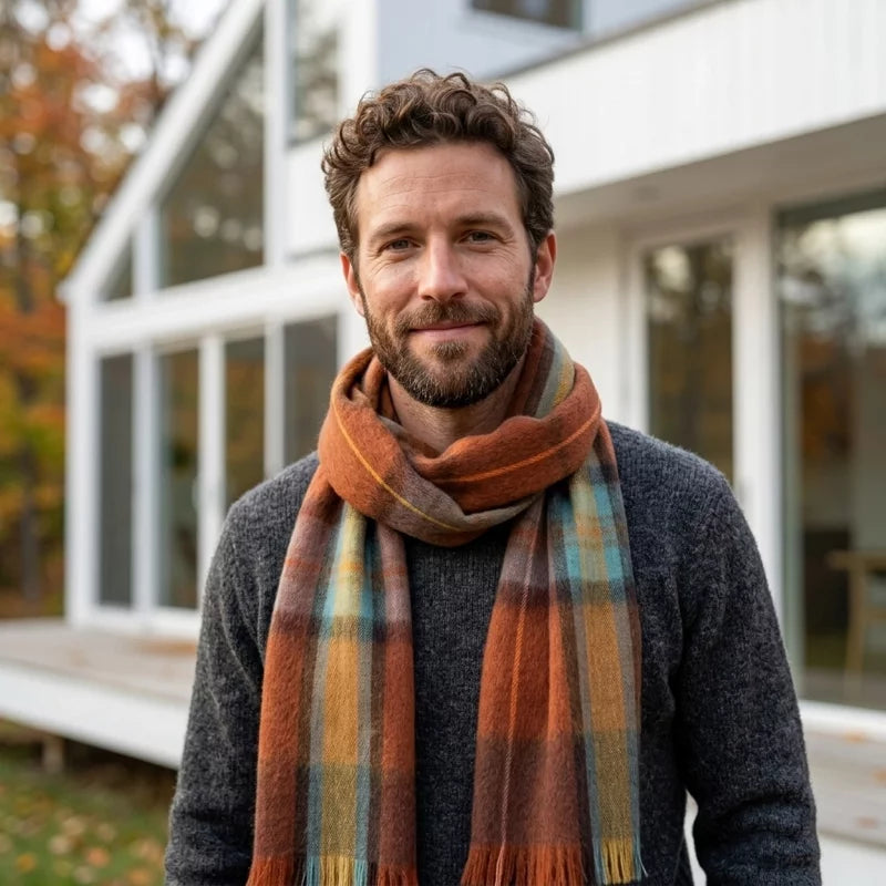 Alpaca Tartan Scarf Autumn
