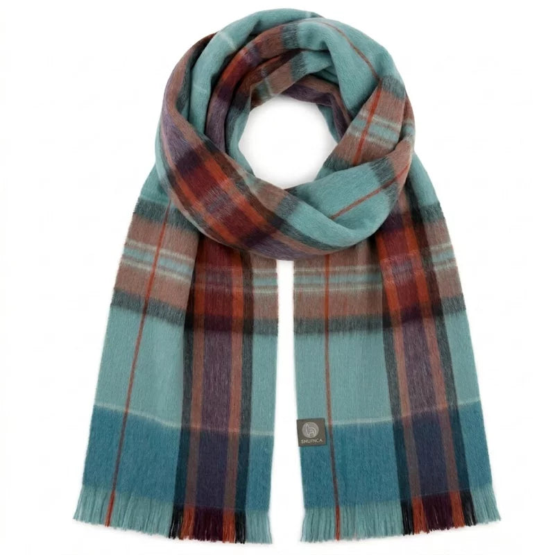 Alpaca Tartan Scarf Mariner