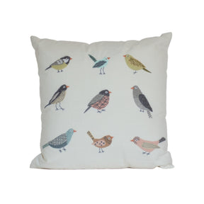 Aviary Bird Cream PIllow White Background