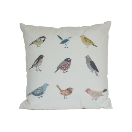 Aviary Bird Cream PIllow White Background