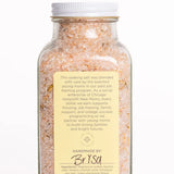 Bright Endeavors 16 oz chamomile bath salts in a clear jar with a label, showing the relaxing herbal bath product.