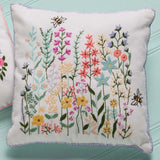 Bees & Blooms Embroidered Pillow