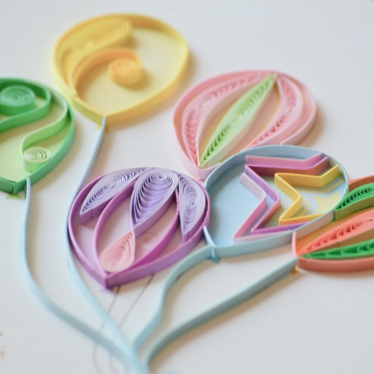 Colorful balloon bunch quilling card with intricate paper designs, perfect for celebrating special occasions from Quilling Card.