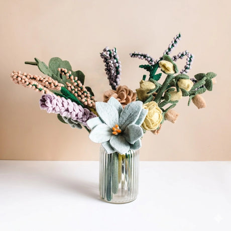 Colorful felt flower bouquet featuring blooming perennial-inspired flowers by Global Goods Partners, perfect for home decor.