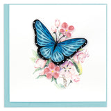 Quilling Card featuring intricate blue butterfly and pink flower paper designs, handcrafted by Quilling Card.