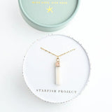 Brayden Pendant featuring a shimmering mother of pearl inlay from Starfish Project, showcasing elegant jewelry craftsmanship.