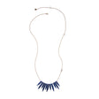 Faire Collection Brooklyn Necklace in Strength Blue featuring a sleek silver chain and a vibrant blue pendant.