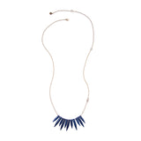 Faire Collection Brooklyn Necklace in Strength Blue featuring a sleek silver chain and a vibrant blue pendant.