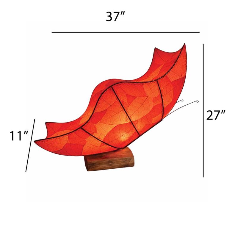 Eangee large red butterfly table lamp with intricate butterfly design on a smooth base, ideal for accent lighting.