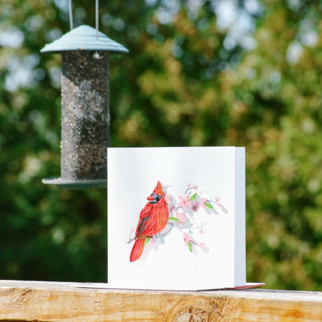 Cardinal & Cherry Blossoms Quilling Card Styled 1
