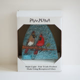 Pampeana Cardinal Couple Night Light glowing softly with a detailed red cardinal and elegant design for cozy bedroom decor.