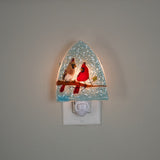Pampeana Cardinal Couple Night Light with red cardinal bird design illuminating a cozy bedroom space