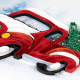 Quilling Card Christmas Truck greeting card featuring intricate paper quilling design with festive holiday motifs.