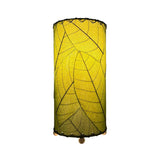 Green Cocoa Leaf Cylinder Table Lamp by Eangee, 12-inch decorative lamp with leaf-inspired design, perfect for ambient lighting.