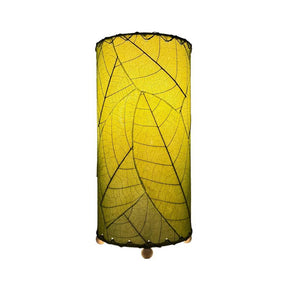 Green Cocoa Leaf Cylinder Table Lamp by Eangee, 12-inch decorative lamp with leaf-inspired design, perfect for ambient lighting.