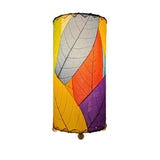 Eangee Cocoa Leaf Cylinder Table Lamp, 12-inch multi-colored design with leaf pattern, showcasing natural-inspired décor.