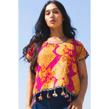 Sevya cotton Kantha crop top with intricate embroidered patterns and a comfortable, stylish fit for casual wear.