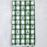 Cotton Tea Towel - Plaid Trees Evergreen & Sage