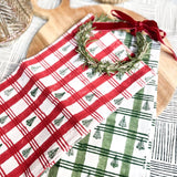 Cotton Tea Towel - Plaid Trees Evergreen & Sage