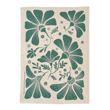 Cotton Tea Towel Retroblooms Bottle Green