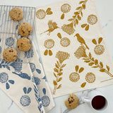 Cotton Tea Towel Sunbird Pearl Gold