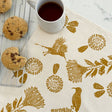 Cotton Tea Towel Sunbird Pearl Gold