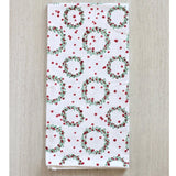 Cotton Tea Towel - Wreath Evergreen & Red