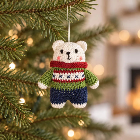 Crocheted Polar Bear Ornament