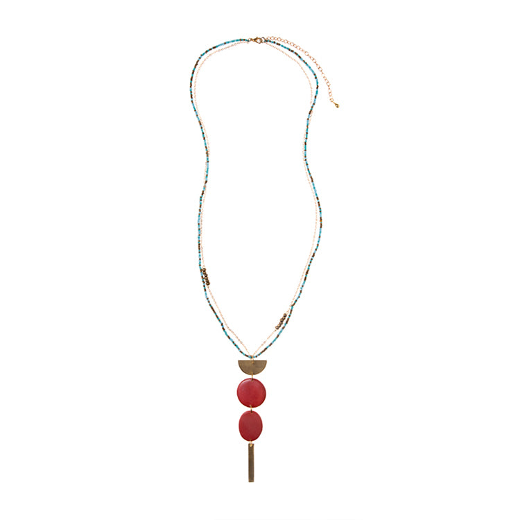 Cubism Pendant Necklace - Corals