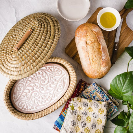 Curly Fern Bread Warmer Basket with Lid 5