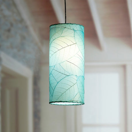 Cylinder Pendant Leaf Lamp – Blue