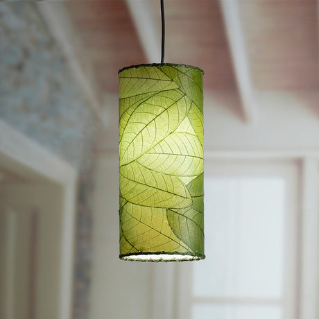Cylinder Pendant Leaf Lamp – Green