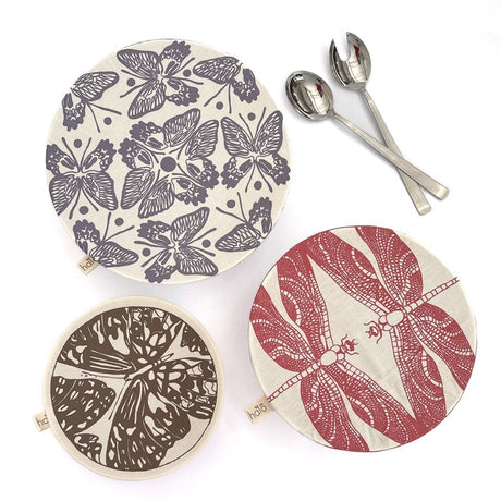 Dish and Bowl Cover Large Set of 3 Butterflies