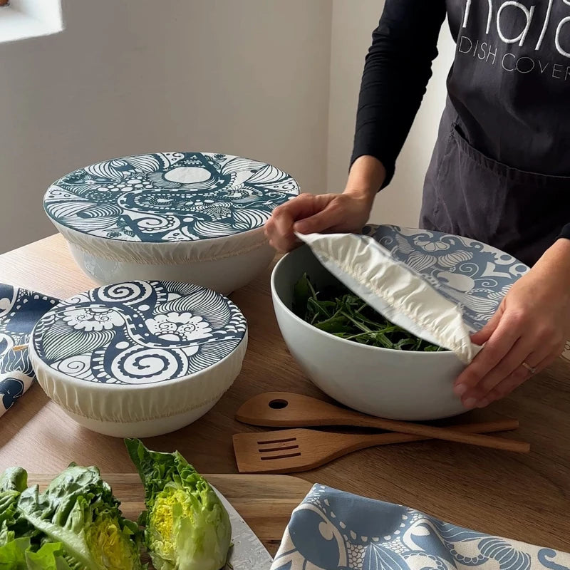Dish and Bowl Cover Large Set of 3 Paradise Blues
