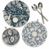 Dish and Bowl Cover Large Set of 3 Paradise Blues