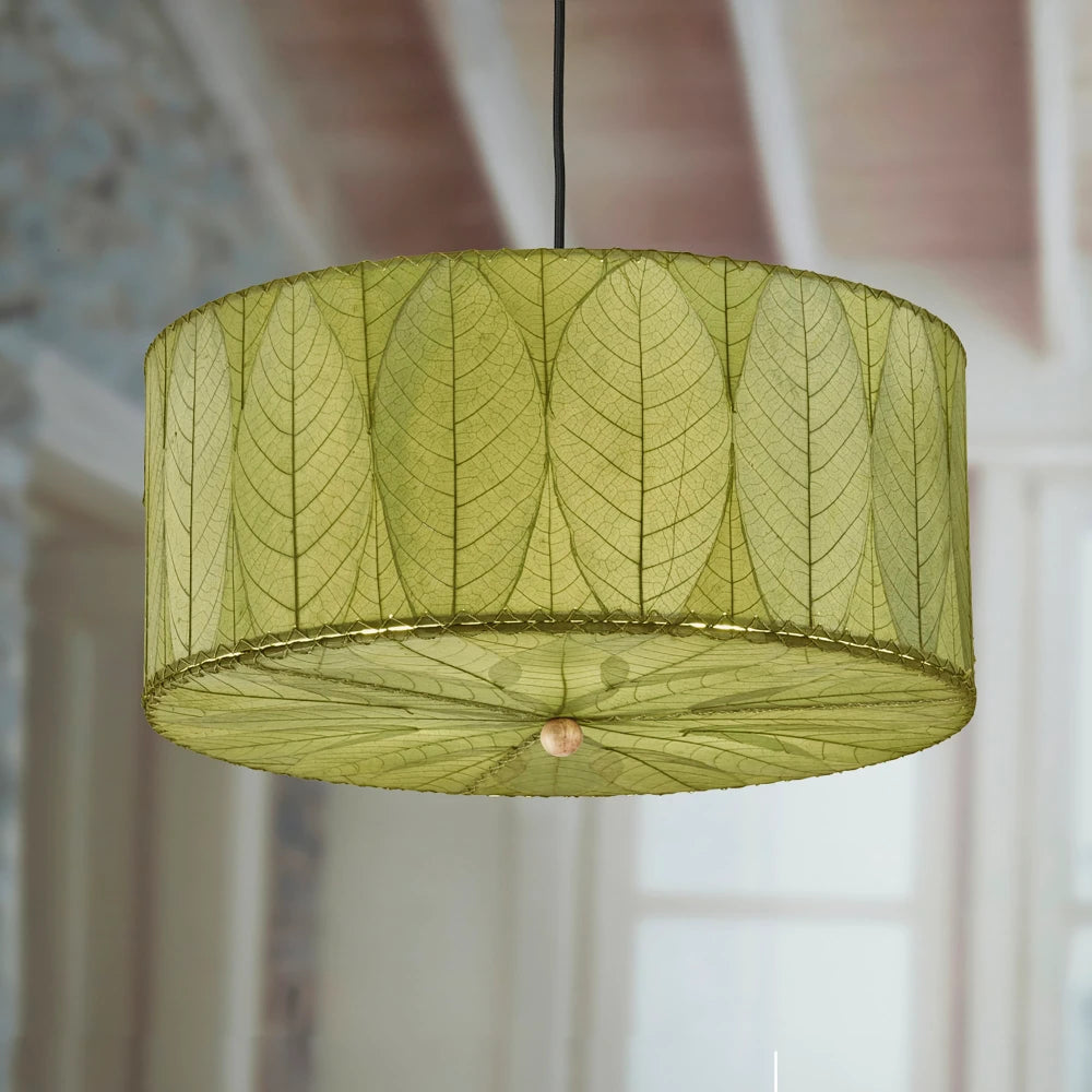 Drum Pendant 24” Leaf Lamp - Green