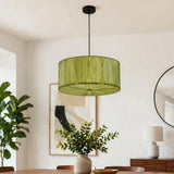 Drum Pendant 24” Leaf Lamp - Green