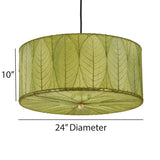 Drum Pendant 24” Leaf Lamp - Green
