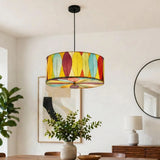 Drum Pendant 24” Leaf Lamp - Multi