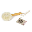 Cleaning brush with wooden handle and natural bristles, featuring an eco-max label on a white background.