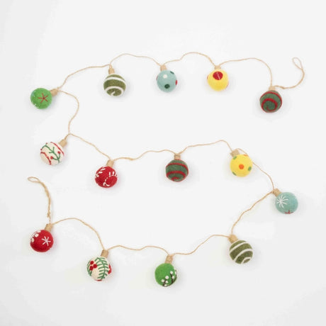 Embroidered Christmas Ball Garland Multicolored