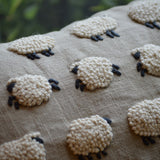 Embroidered Sheep Pillow Close Up