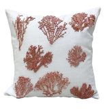 Embroidered coral reef pillow natural