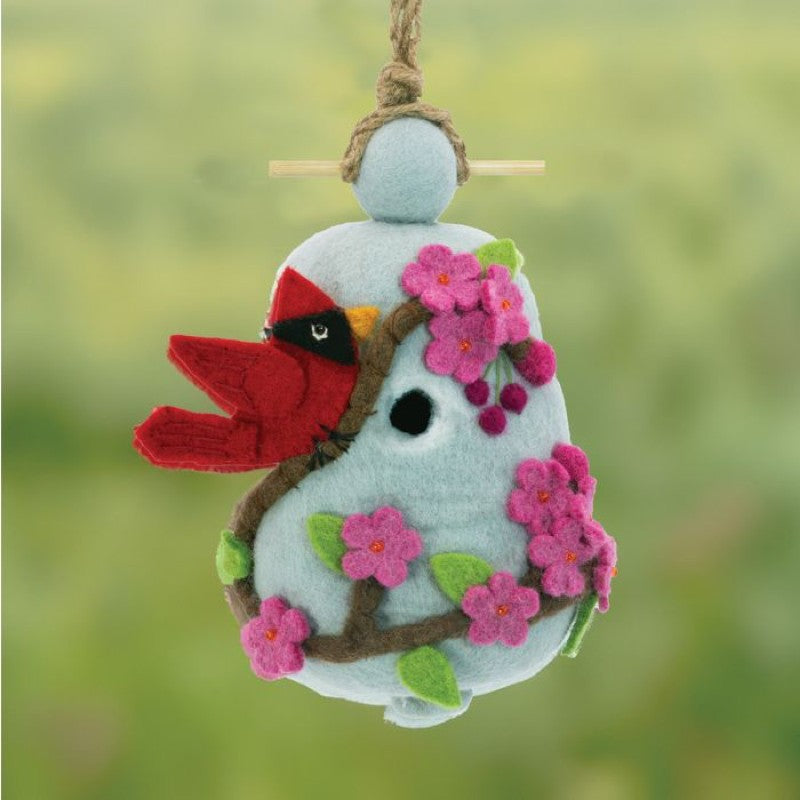Felt Birdhouse Cherry Cardinal 1