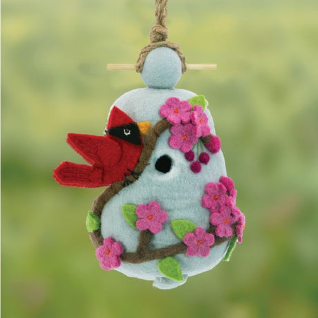 Felt Birdhouse Cherry Cardinal 1