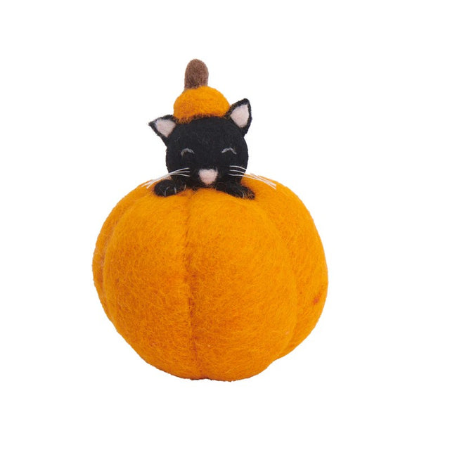 Felt Cat in Pumpkin Small