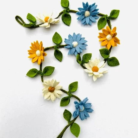 Felt Flower Garland - Blue, White and Yellow